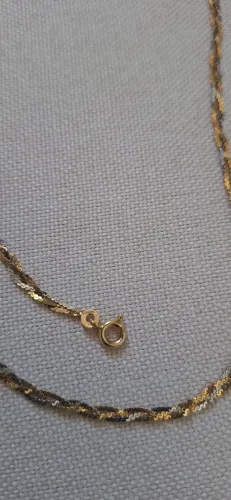 Gargantilha trançada tricolor ouro 18k