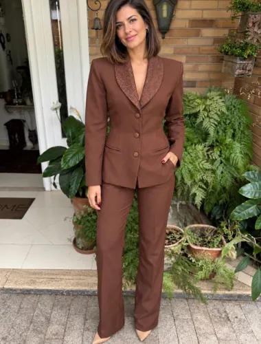 CONJUNTO SOCIAL Marrom Tamanho P