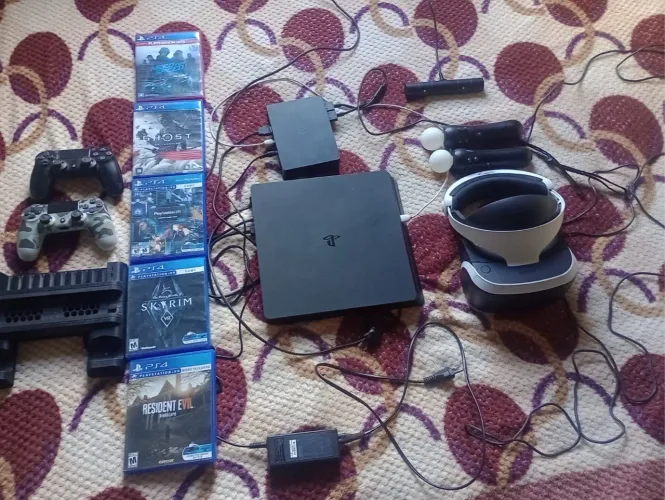 Ps4 slim 1tb+ps vr +4 controles + jogos