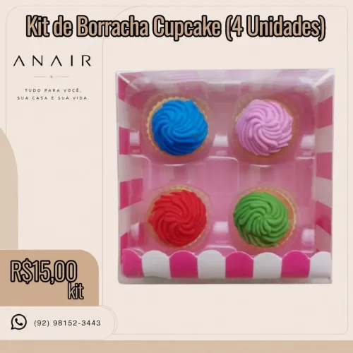 Kit de Borracha Cupcake (4 Unidades)