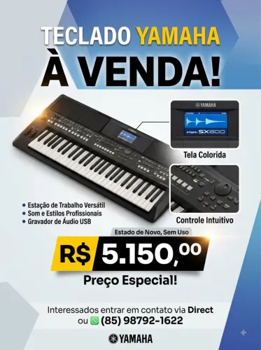 Teclado Yamaha PSR-SX600 - Estado de novo, sem uso! ?