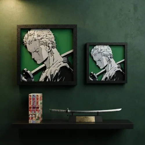 Quadro 3D Shadow Box do Roronoa Zoro - One Piece