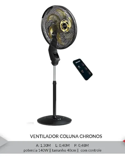 Ventilador de coluna com controle. De 40cm
