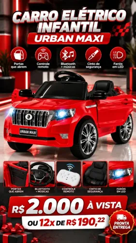 ? Carro Elétrico Infantil Urban Maxi Vermelho com Controle Remoto