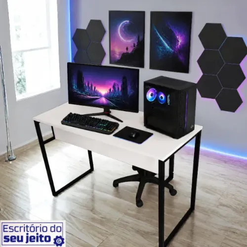 Mesa Gamer REFORÇADA NOVA 1,1m Multiuso Estilo Industrial para Computador Notebook Estudo