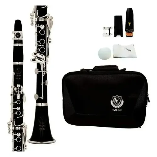 Clarinete Eagle Sib 17 chaves Niquelados Cl04 Novo Com Case Luxo