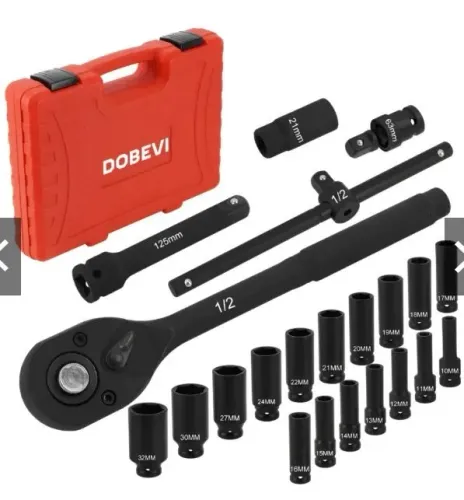 SaqueteS Hexagonal + CHAVE CATRACA Portátil 22 peças com estojo 1/2 DOBEVI