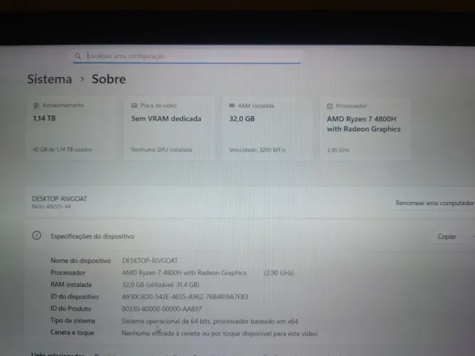 Acer nitro 5 GTX 1650 32 RAM 