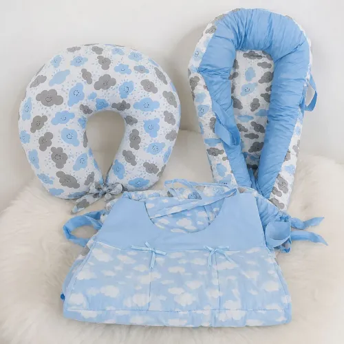 Kit Bebê 3 Peças Ninho + Almofada Amamentação + Porta Fraldas