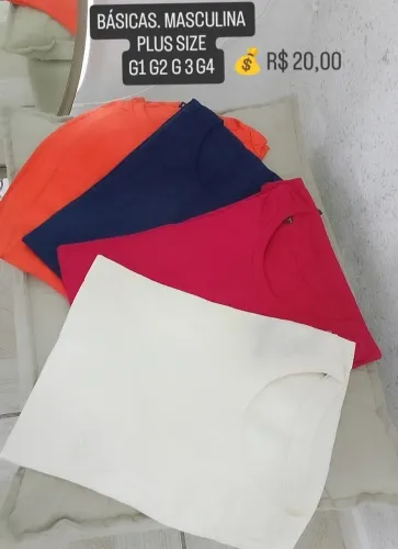 CAMISA BÁSICA PLUS MASCULINA G1 G2 G3 G4 