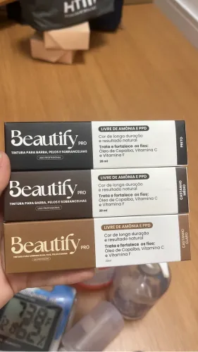 3 tinturas Beautify para barba, pelos e sobrancelhas  + brinde 