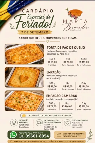 Vendo Empadões e Torta Mineirinha de Pão de Queijo recheada em BH