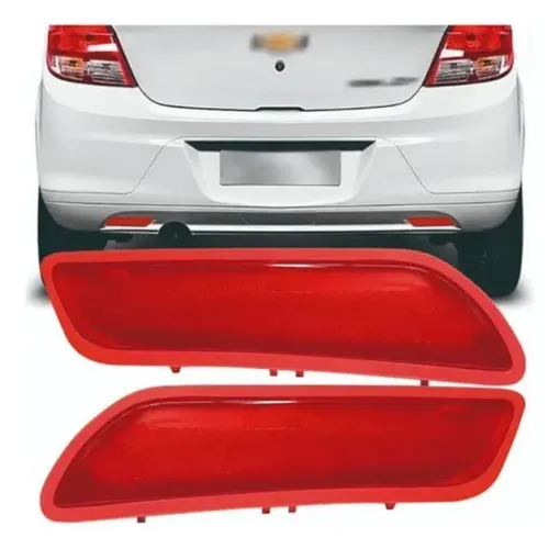 Kit Refletor Sinalizador Para-choque Traseiro Onix Joy 2012 até 2019 Vermelho