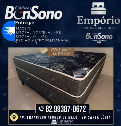 Conjunto casal D45 cama base e colchão 100% espuma Bonsono itens de fabrica