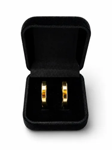 Par Aliança Tungstênio 4mm Chanfrada Banhada Folheada Ouro
