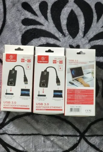 Adaptador Ethernet Usb 3.0 Rede Gigabit Rj45 10/100/1000cabo Cor Preto