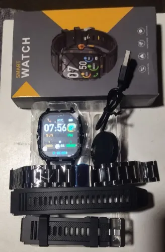Relógio Smartwatch 1;96 tela amoled gps track nfc bluetooth waterproof monitoramento saude