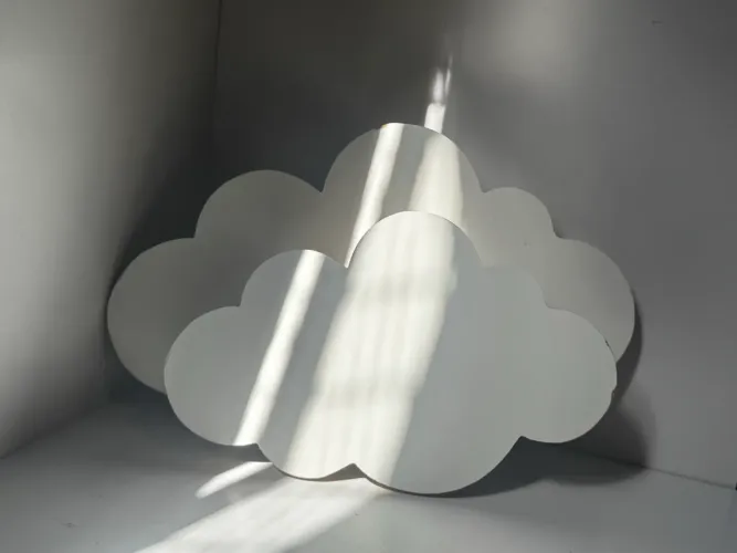 Kit 2 Nuvens Led Luz Quente Luminária Quarto Bebe Estrutura Branco