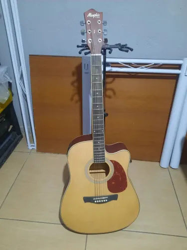 Violão eletroacústico Dreadnought cutaway aço Natural satin MD-18 Memphis