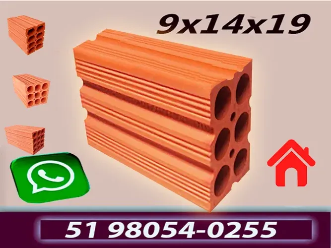 Tijolos 6 Furos 9x14x19 . Direto da Olaria . Entrega Grátis