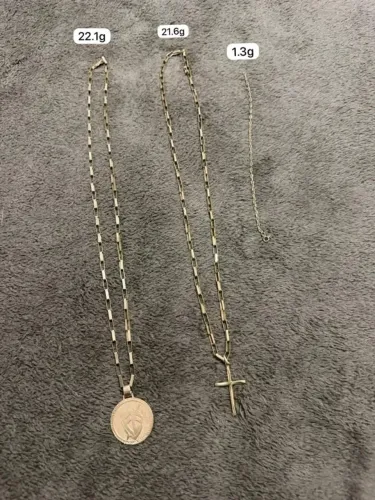 2 corda e 1 pulseira de ouro maciço