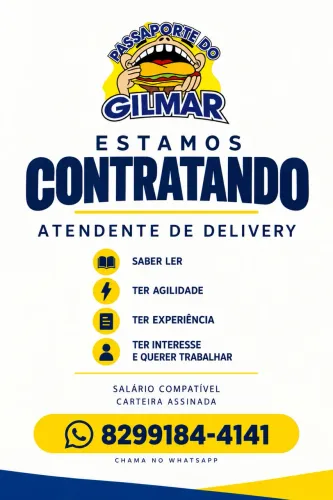 Estamos contratando atendente de delivery