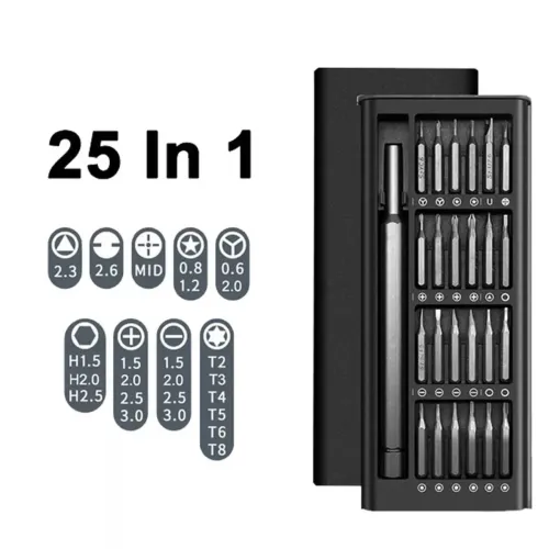 Kit de 25 Peças para Reparação Chaves de Fendas e Chaves Philips Magnética e de Precisão