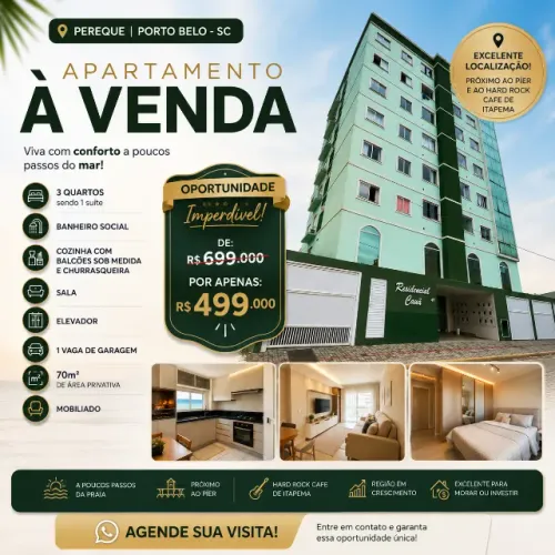 Apartamento na praia em Porto Belo SC