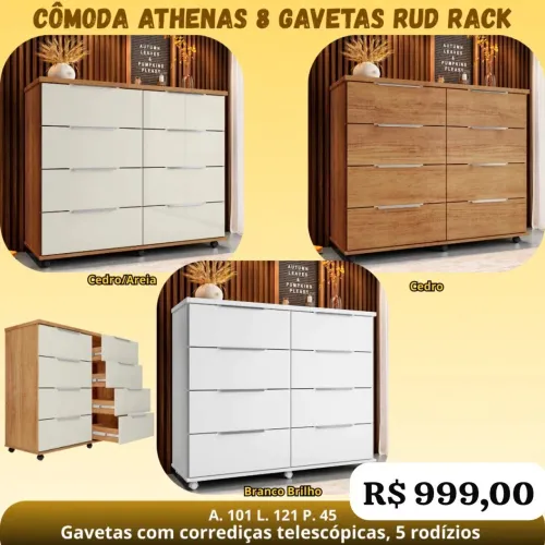 Cômoda Atenas 8 gavetas
