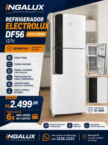 Refrigerador Electrolux 474 Litros DF56 Garantia de 01 ano.
