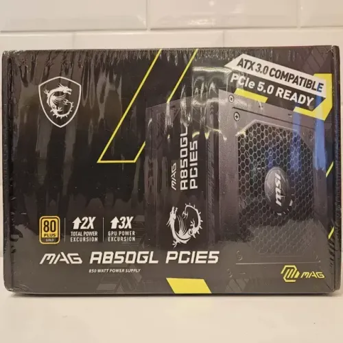 Fonte MSI MAG A850GL, 850W, 80 Plus Gold, Modular, PFC Ativo, Com Cabo, Preto - Novo