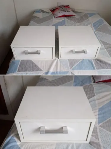 Conjunto de mesa de cabeceira em MDF na cor branca