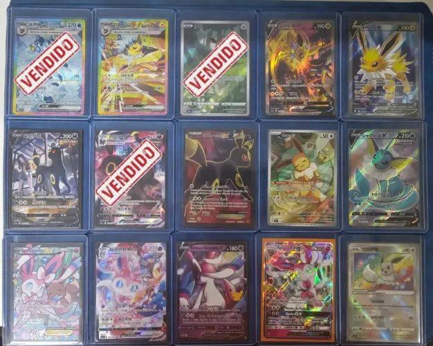 Cartas Pokémon Eeveelutions Originais Umbreon, sylveon Eevee