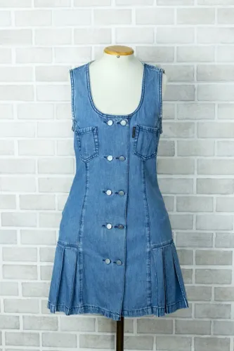 Vestido jeans blush pregueado P