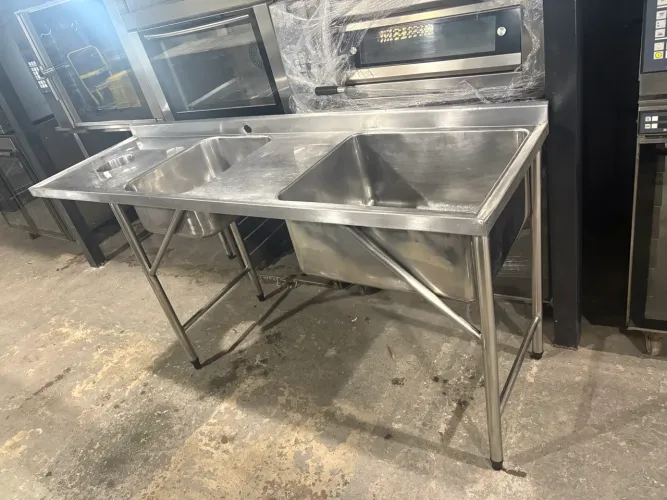 Pia Industrial Inox 2 Cubas 1,94x0,58 (Aceito Cartão)