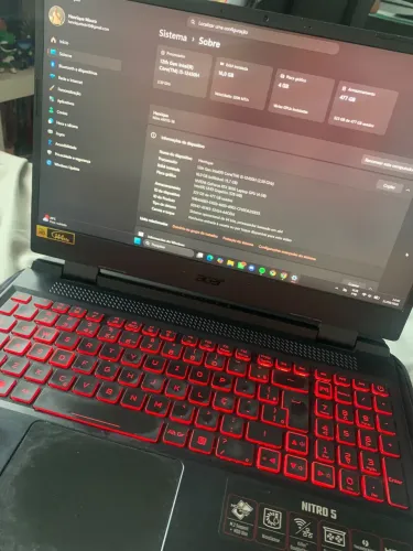 Notebook Gamer Acer Nitro 5 - i5 12ª Ger / RTX 3050 / 16GB RAM / SSD 512GB / Tela 144Hz