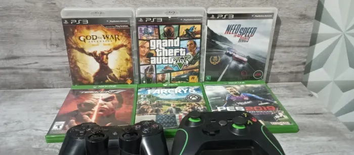 Lote de Jogos e controles Léia a descrição