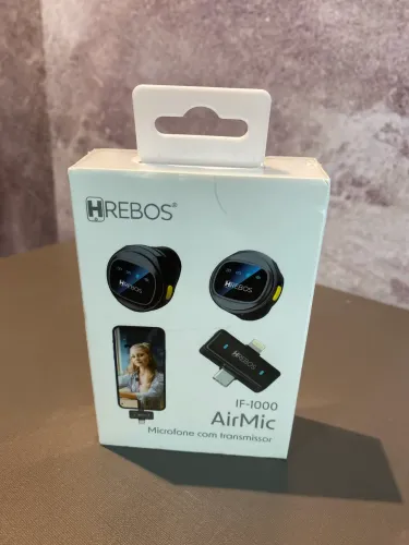 Microfone Sem Fio Magnético Hrebos AirMic IF-1000 com conector USB-C.
