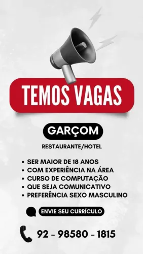 Vaga de garçom disponível