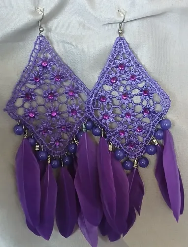 BRINCOS ROXOS ESTILO BOHO