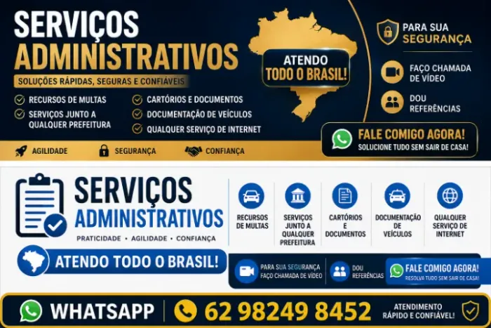 FAÇO SERVIÇO ADMINISTRATIVO, em todo Brasil, sou Bacharel em Direito, e dou referencias.