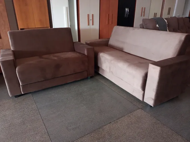 Novo conj sofá Jr 3 e 2 lugares veludo