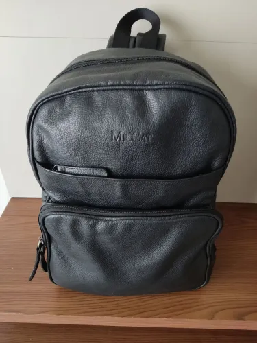 Mochila notebook couro Mr Cat original preta
