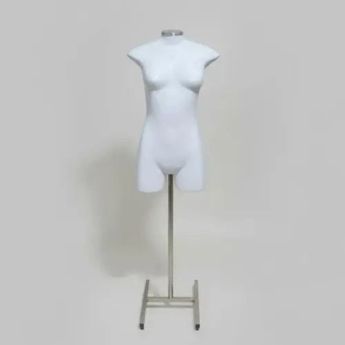 Manequim Feminino Meio Corpo Com Pedestal Regulável E Tampa