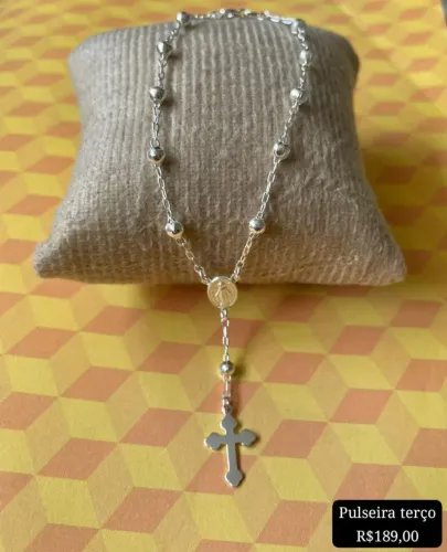 Pulseira terço Prata 925 legítima 
