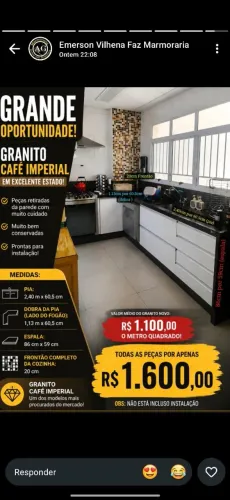 Balcão em GRANITO CAFÉ IMPERIAL