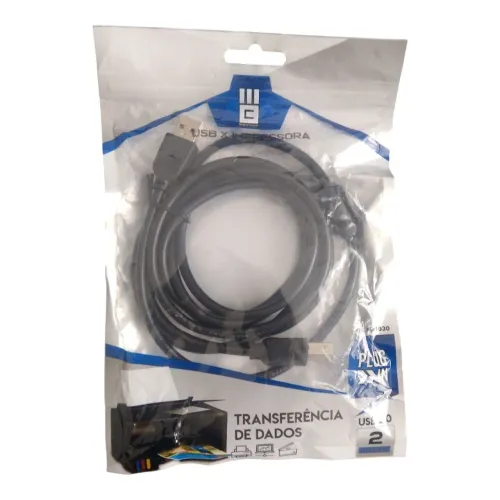 Cabo USB para Impressora 2m USB 2.0 Novo - Alta Velocidade Plug & Play
