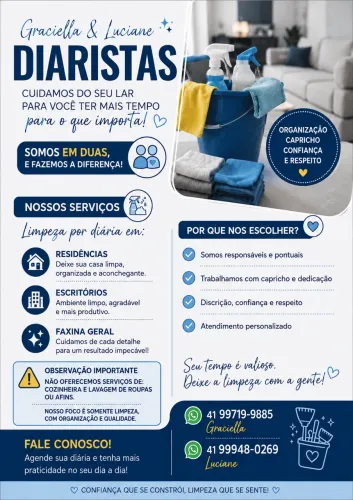 Sua casa limpa, organizada e bem cuidada!!!