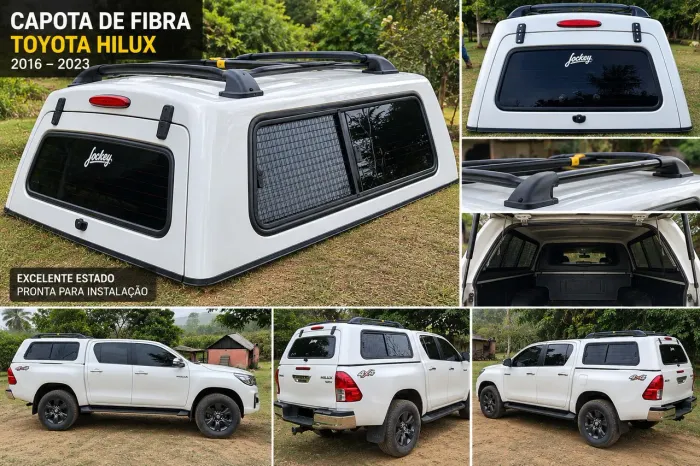 Capota de Fibra Toyota Hilux Branca com Rack - Excelente Estado