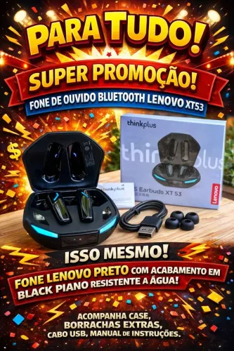 Fone de Ouvido BLUETOOTH LENOVO Modelo: XT53